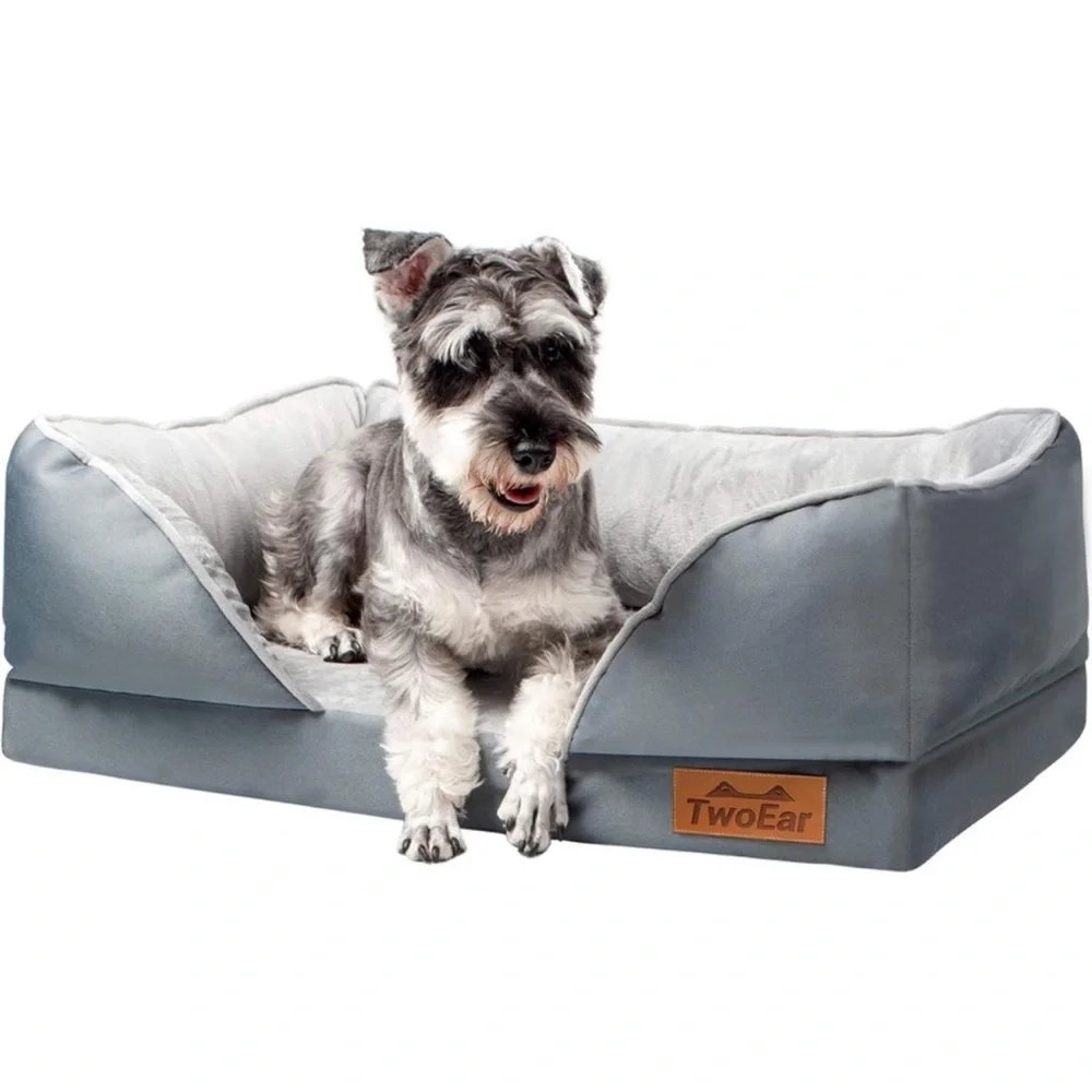 New TwoEar Dog Bed Memory Foam Orthopedic Pet Dogs Cats up to 110lb Medium Black